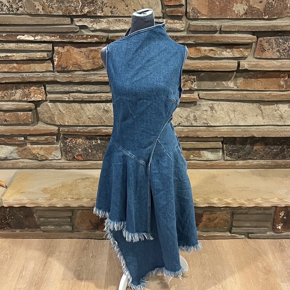 Marques Almeida x 7 for All Mankind Elegant Asymmetrical Denim Dress